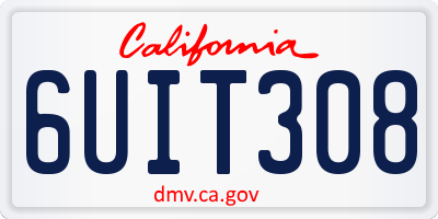CA license plate 6UIT308