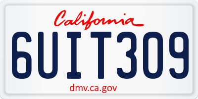 CA license plate 6UIT309