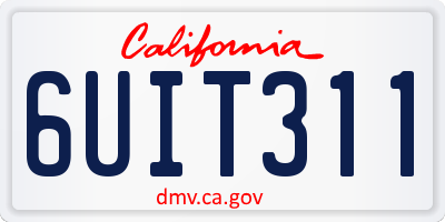 CA license plate 6UIT311