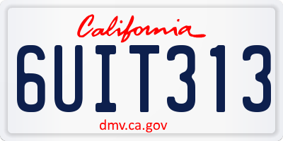 CA license plate 6UIT313