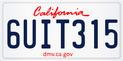 CA license plate 6UIT315