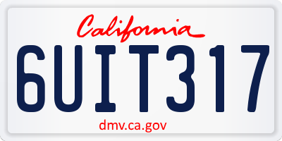 CA license plate 6UIT317