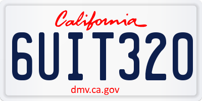CA license plate 6UIT320