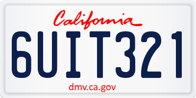 CA license plate 6UIT321