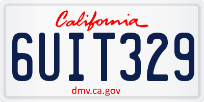 CA license plate 6UIT329
