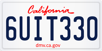 CA license plate 6UIT330