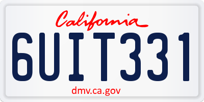 CA license plate 6UIT331
