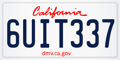 CA license plate 6UIT337