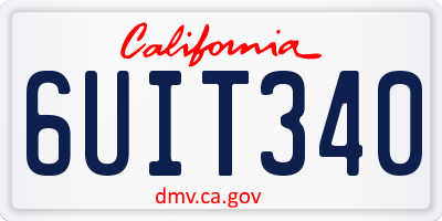 CA license plate 6UIT340