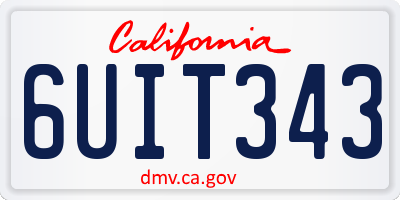 CA license plate 6UIT343