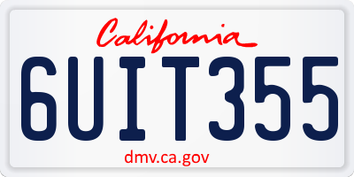 CA license plate 6UIT355