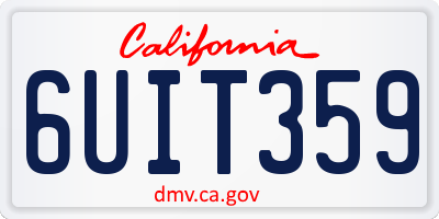 CA license plate 6UIT359
