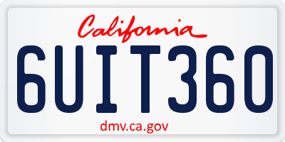 CA license plate 6UIT360