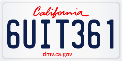 CA license plate 6UIT361