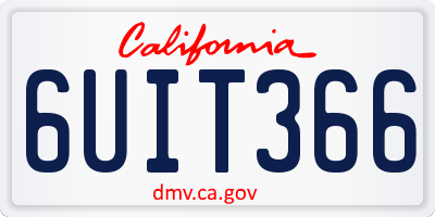 CA license plate 6UIT366