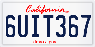 CA license plate 6UIT367