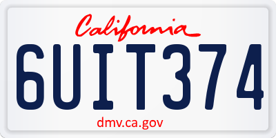 CA license plate 6UIT374