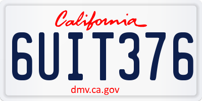 CA license plate 6UIT376
