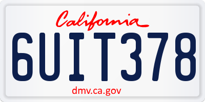 CA license plate 6UIT378