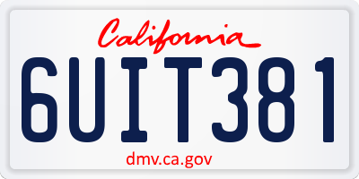 CA license plate 6UIT381