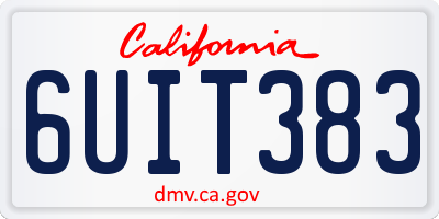 CA license plate 6UIT383