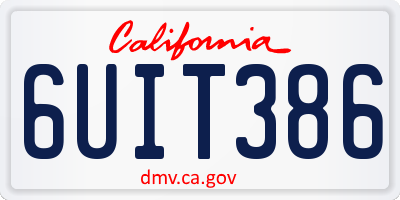 CA license plate 6UIT386