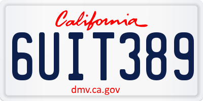 CA license plate 6UIT389