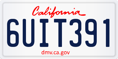 CA license plate 6UIT391