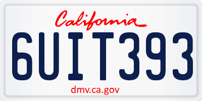 CA license plate 6UIT393