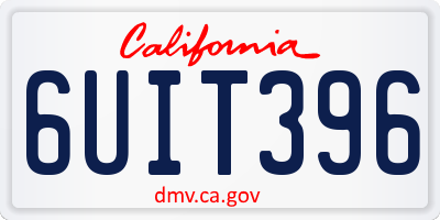 CA license plate 6UIT396