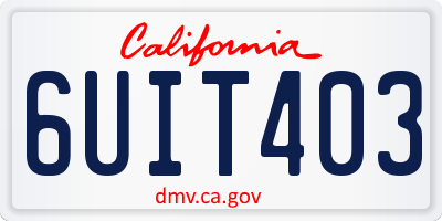 CA license plate 6UIT403