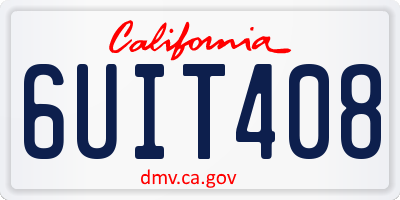 CA license plate 6UIT408