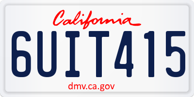 CA license plate 6UIT415