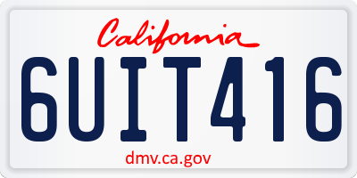 CA license plate 6UIT416
