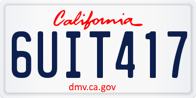 CA license plate 6UIT417