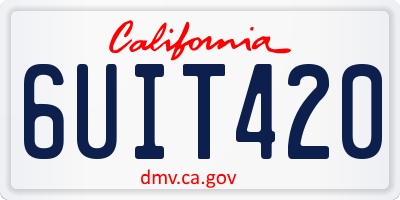 CA license plate 6UIT420