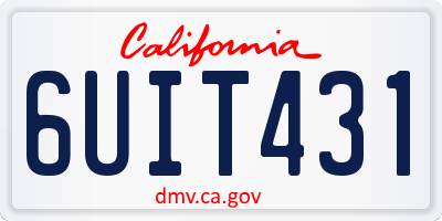 CA license plate 6UIT431