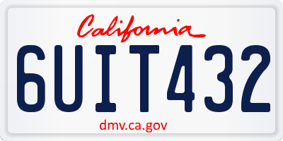 CA license plate 6UIT432