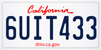CA license plate 6UIT433