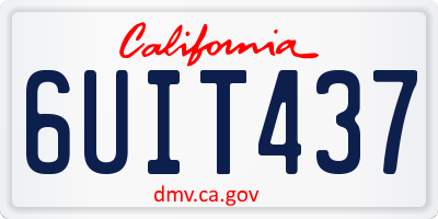 CA license plate 6UIT437