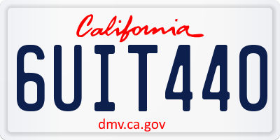 CA license plate 6UIT440
