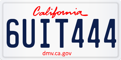 CA license plate 6UIT444