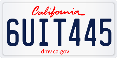 CA license plate 6UIT445