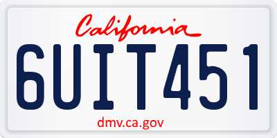 CA license plate 6UIT451