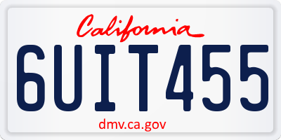 CA license plate 6UIT455