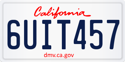 CA license plate 6UIT457