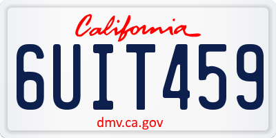 CA license plate 6UIT459