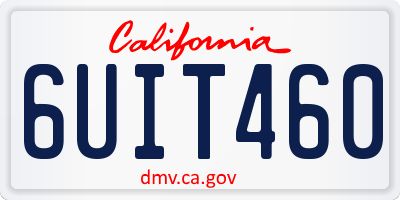 CA license plate 6UIT460