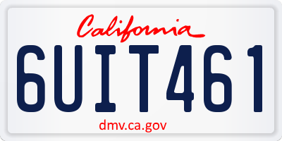 CA license plate 6UIT461