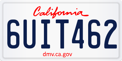 CA license plate 6UIT462